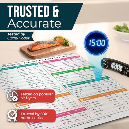 Air Fryer Cheat Sheet Magnetic Cooking Guide with Temp and Time Charts