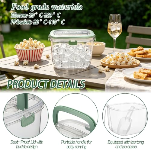HFYZZ 2-Pack 5L Portable Ice Storage Bins with Lids & Scoops for Outdoor Camping & Parties