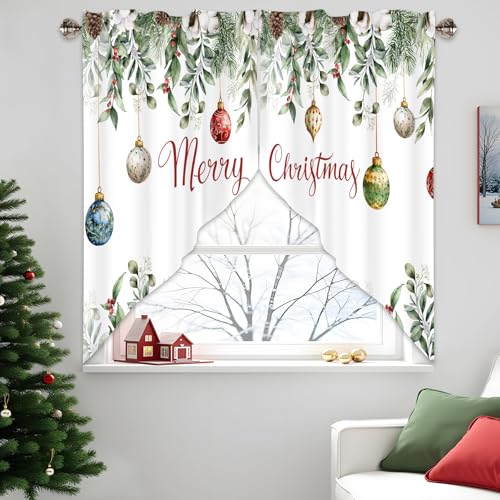 AYTTBIS Christmas Swag Curtain Valance 36x36 in, 2 Pack Red