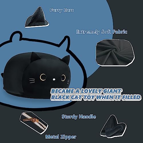 Black Cat Stuffed Animal Storage Bean Bag Chair Cover for Kids