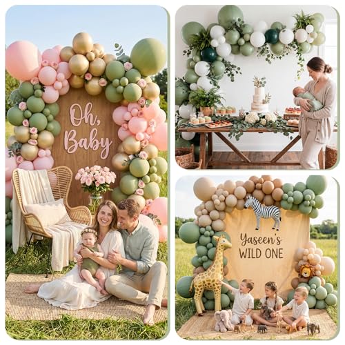 Togvu Sage Green Balloons 50-Pack 12-Inch Latex Party Balloons for Woodland Baby Shower