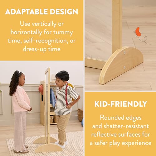 Two-Sided Kids Standing Mirror, Shatter-Resistant Floor Mirror for Play