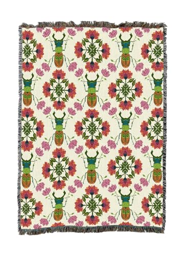 Italian Beetle Cream Throw Blanket 50x60 by Pure Country Weavers - Made in USA
