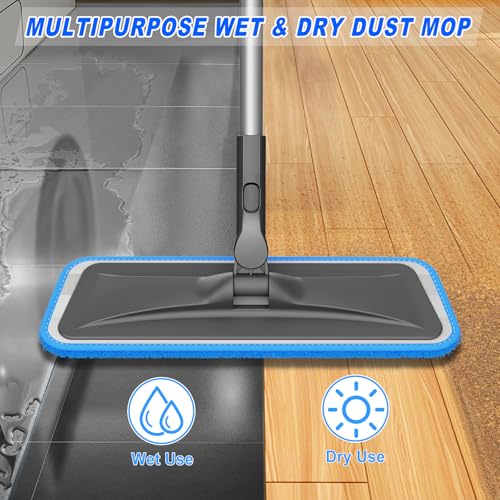 Microfiber Flat Mop for Hardwood & Tile Floors - 59" Handle & 4 Washable Pads