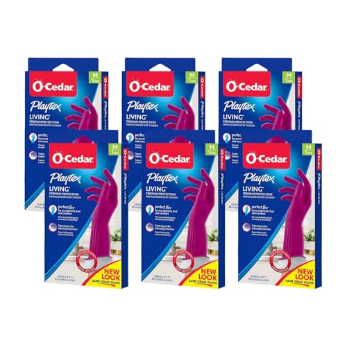 PLAYTEX HandSaver Rubber Gloves, Premium Protection for Kitchen and Household Cleaning (Medium, 6 Pack)