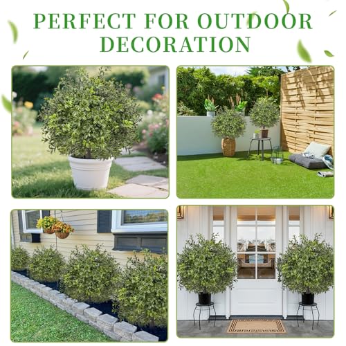 24-Inch Artificial Boxwood Topiary Tree - UV Resistant Outdoor Set of 2