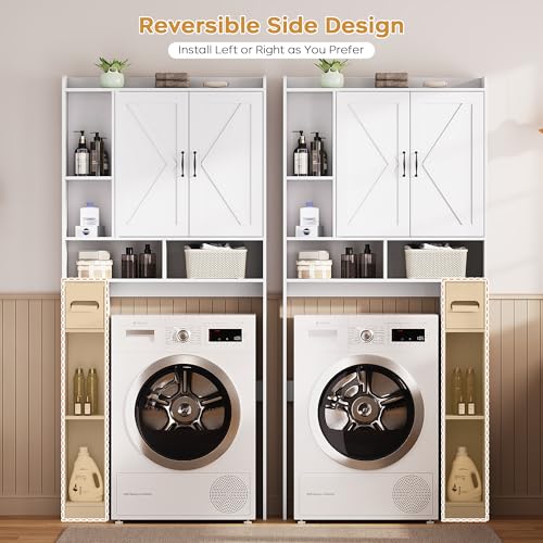 Over the Toilet Storage Cabinet, 31-Inch Bathroom Organizer with Doors