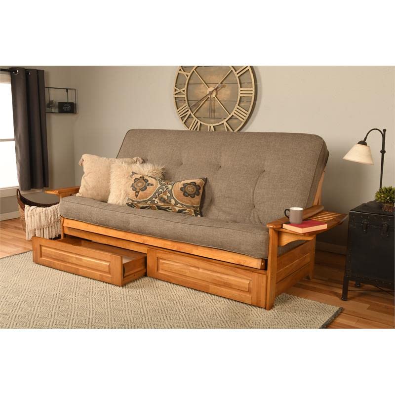 Kodiak Furniture Phoenix Queen Butternut Wood Storage Futon with Mattress