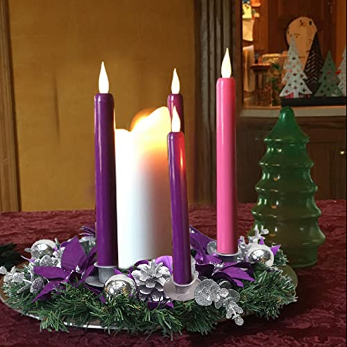 13-Inch Purple Advent Wreath Candle Holder for Christmas Table Decor
