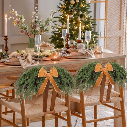 31.5-inch Artificial Christmas Swag with Bow, 2-Pack Pine Garland Decor