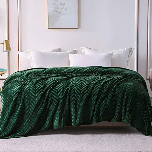 Queen Size Emerald Green Flannel Fleece Bed Blanket 90x90 Inch