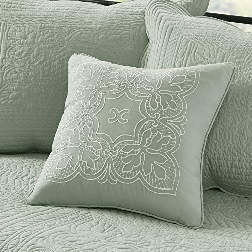 Coastal Damask Quilted Daybed Cover Set, 6-Piece All-Season Bedding, Seafoam