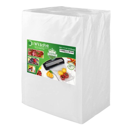 WVacFre 200 Gallon Size 11x16Inch 4mil Food Sealer Vacuum Sealer Bags with Commercial Grade,BPA Free,Heavy Duty,Great for Food Vac Storage or Sous Vide Cooking