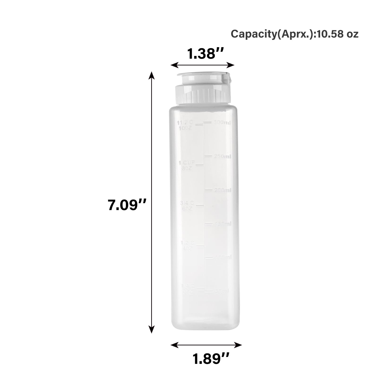 RAMFIYN 6 Pack Squeeze Bottles - 11oz Inverted Hot Sauce Bottles for Liquids, Salad Dressing with Flip Top Silicone Valve