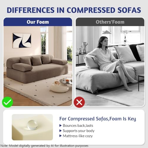Queen Size Corduroy Convertible Sleeper Sofa Bed with 3 Pillows