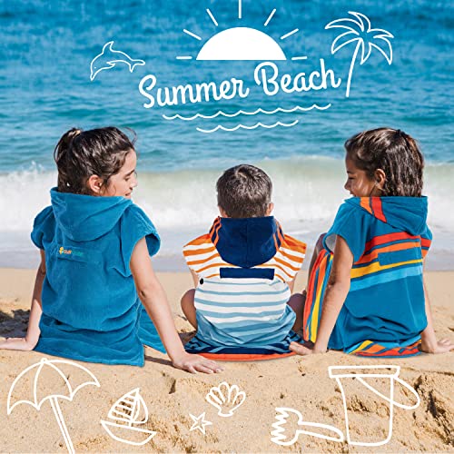 SUN CUBE Kids & Teens Microfiber Hooded Surf Poncho Changing Robe