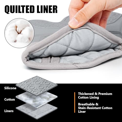 6-Piece Silicone Oven Mitts and Pot Holders Set, Heat-Resistant 15-Inch