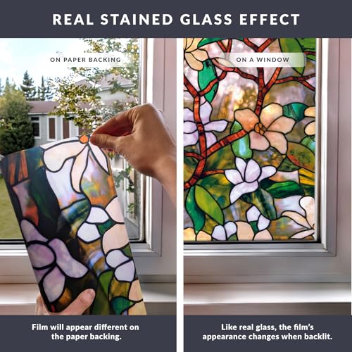 Magnolia Window Film 24" x 36" - Decorative Privacy & UV Protection