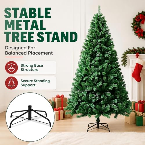 NIISDROP 5 FT Green Artificial Christmas Tree with Hinged Branches, Bag & Gloves - 4ft 11in Variant