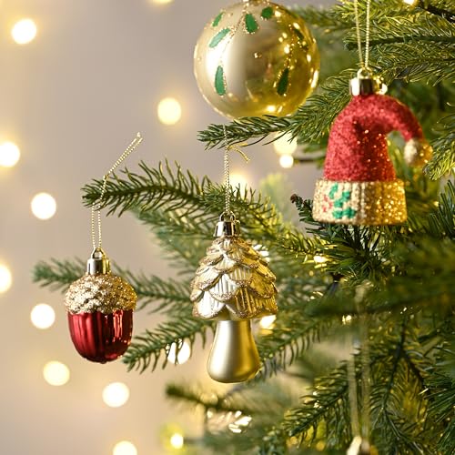 Valery Madelyn 70ct Christmas Tree Ball Ornaments Set - Rustic Red Green Gold, Large Variety