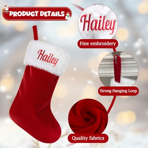 Personalized Custom Name Christmas Stocking - 20 Inch Red Velvet Plush