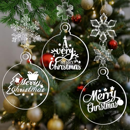 Yesweety 30-Pack Clear Acrylic Ornament Blanks for DIY Christmas Tree Decorations