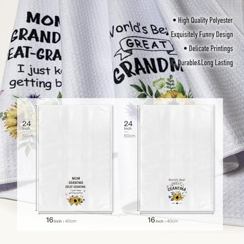 Grandma Funny Kitchen Towels Joked Dishcloth 2 Pack - Microfiber Absorbent Tea Towels for Gifts