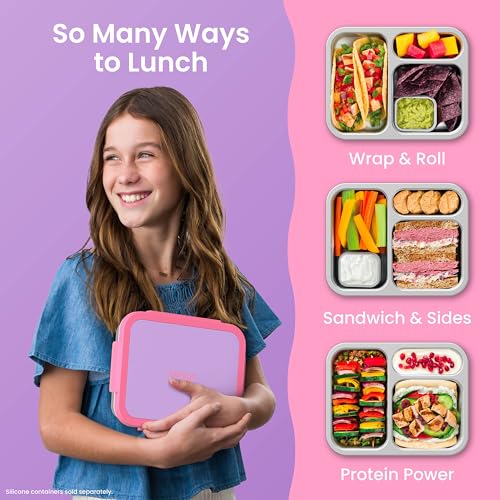 3-Compartment Stainless Steel Lunch Box, Leak-Proof Food Container