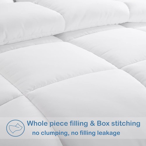 EASELAND Queen Size Down Alternative Comforter - Soft, Lightweight Quilted Duvet Insert for All Seasons | White 88×88 Inches