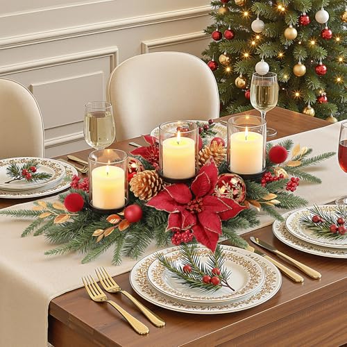 28-Inch Christmas Table Centerpiece Candle Holder with 3 Trays