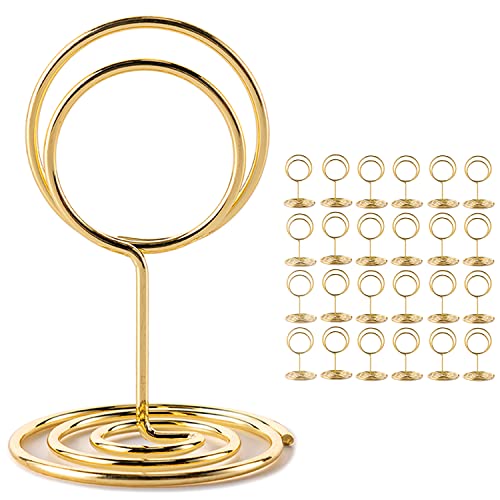 26PCS Gold Table Number Holders - 2-Inch Metal Place Card Stands