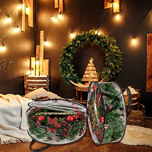 Clear Wreath Storage Bags 4-Pack 24-Inch Waterproof PVC