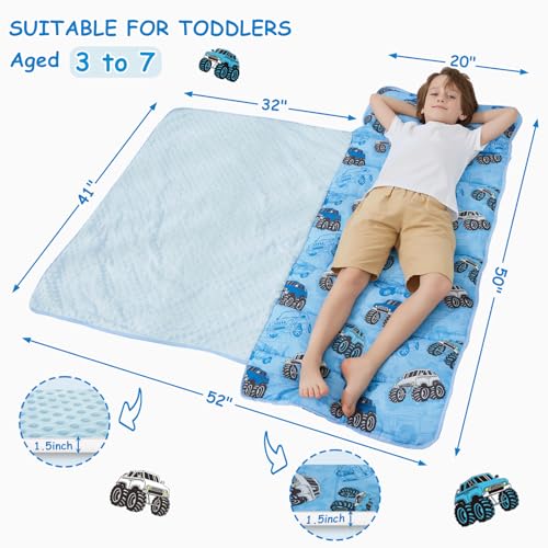 Softan Extra Large Toddler Nap Mat with Removable Pillow & Minky Blanket