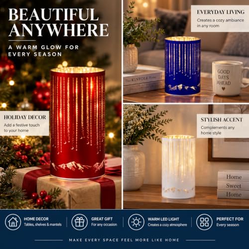 Meteor Snow Mountain LED Candle Holders Set of 3 - Star Moon Mountain Decor