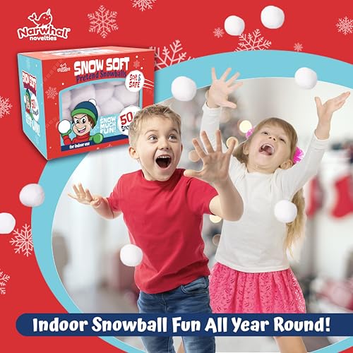 50-Piece Soft Plush Artificial Snowballs Set - Indoor & Outdoor Winter Toys