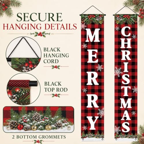 Actilize MERRY CHRISTMAS 71" x 12" Door Banner – Weather-Resistant Xmas Decoration, Easy Hang
