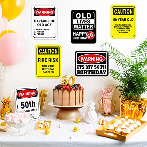 50th Birthday Party Decoration Signs - 9-Piece Funny Caution Wall Sign Set