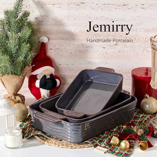 Kiln-Transformed Purple Ceramic Baking Dish Set of 3 for Oven & Serving