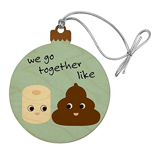 Graphics & More Funny Christmas Tree Ornament — Toilet Paper & Poop Like Friends Wood Decor
