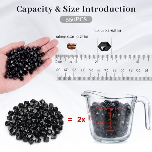 Black Acrylic Ice Rocks Vase Fillers - 550 Pcs Small Gems for Table Scatter