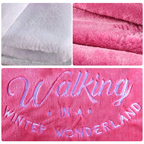 Yuboo Large Pink Christmas Tree Skirt 36 Inch Faux Fur Snowflake Decor