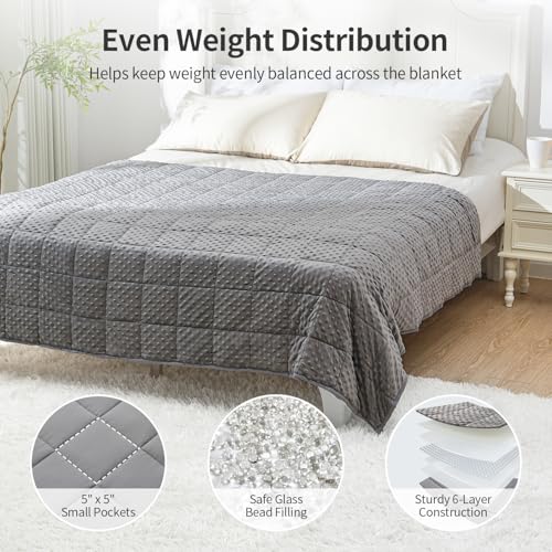 Weighted Blanket for Adults, 60x80 Inches, 20lbs - Cozy Minky