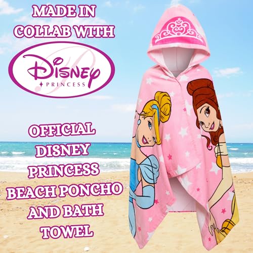 Disney Kids Pink Princess Hooded Towel - Bath & Beach Poncho for Girls