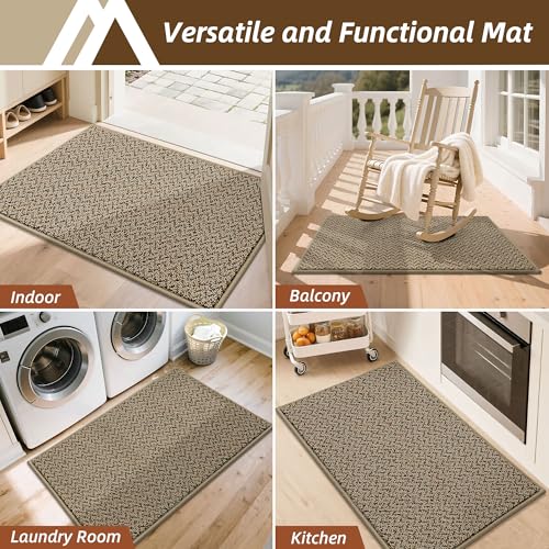 Absorbent Indoor Door Mat 20x32, Non-Slip Washable Entrance Rug, Taupe