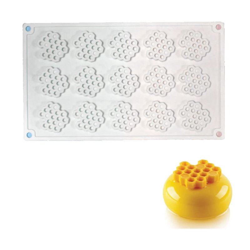 15 Cavity Silicone Honeycomb Molds for Chocolate Honeycomb Bee Silicone Fondant Mold Beehive Silicone Baking Molds Bee Candy Silicone Mold for Kitchen Cake Cupcake