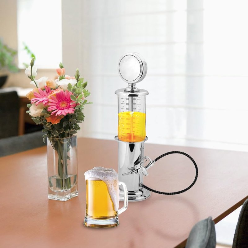 Tiiyee Beer Tower Dispenser, Beverage Dispenser Margarita Tower Gas Pump Liquor Keg Wine Station Awesome Alcohol Container Whiskey Decanter Gift with Single Hole 1000cc for Men Kitchen Home Party Bar
