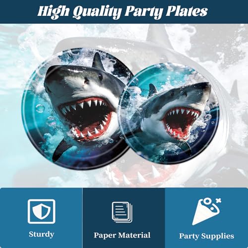Shark Birthday Party Supplies Set - 96-Piece Ocean Themed Disposable Tableware