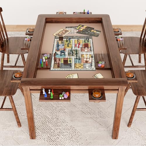 Convertible Board Game Table with Dining Top, 54x31 Inch Gaming Area