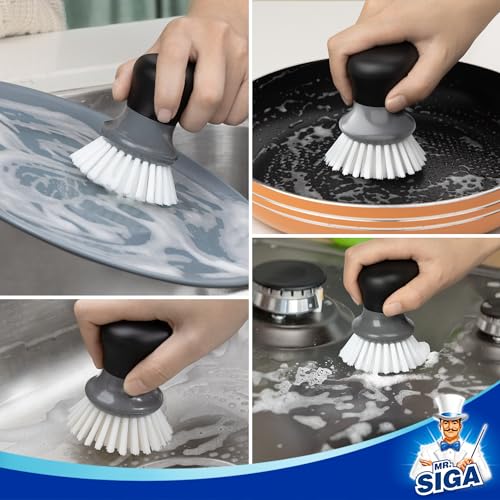 Palm Dish Scrub Brush Pack of 2 - Ergonomic Kitchen Scrubber for Pots & Pans