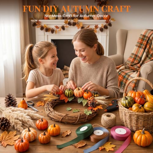 Artificial Mini Pumpkins and Maple Leaves Harvest Decor Set (50-Piece)